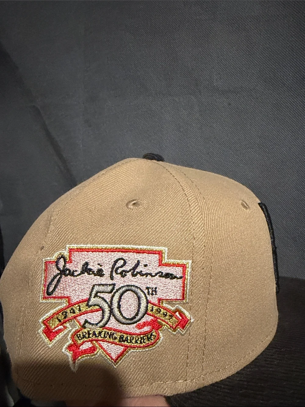 Brooklyn dodgers Logo Two-Tone Corduroy Brim Cap - Tan & Black Jackie Robinson
